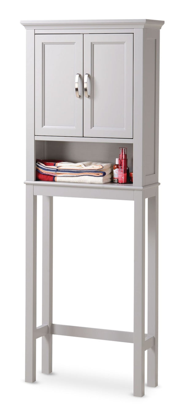 Elena 2-Door Over-The-Toilet Spacesaver Bathroom Storage Cabinet, Grey T7T9