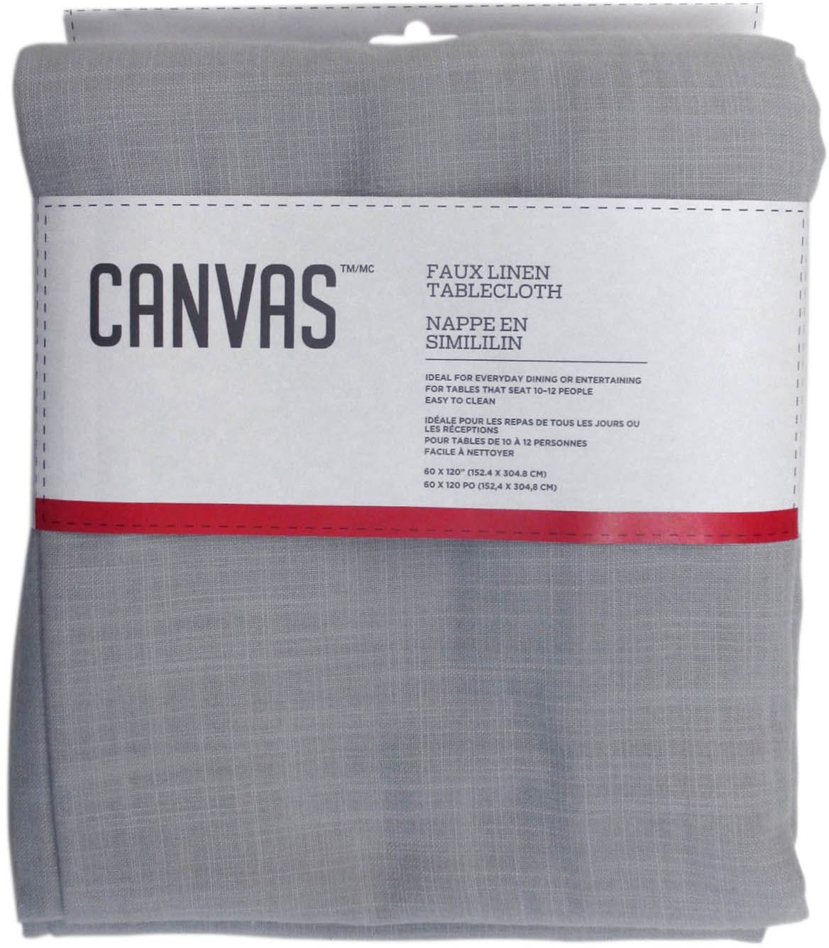 Faux Linen Rectangle Tablecloth, 60-in x 120-in, Light Grey M1K4 - product image 1