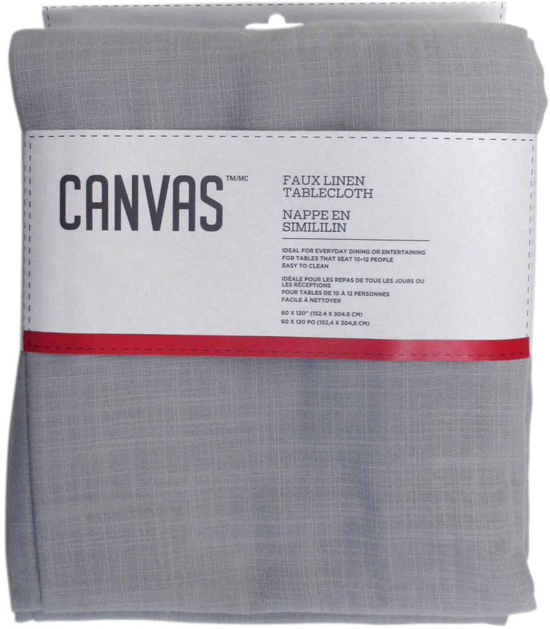 Faux Linen Rectangle Tablecloth, 60-in x 120-in, Light Grey M1K4
