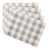 Gingham Plaid Checkered Rectangle Placemat, Silver/Ivory, 13-in x 18-in, 4-pk M1H1 - product image 1