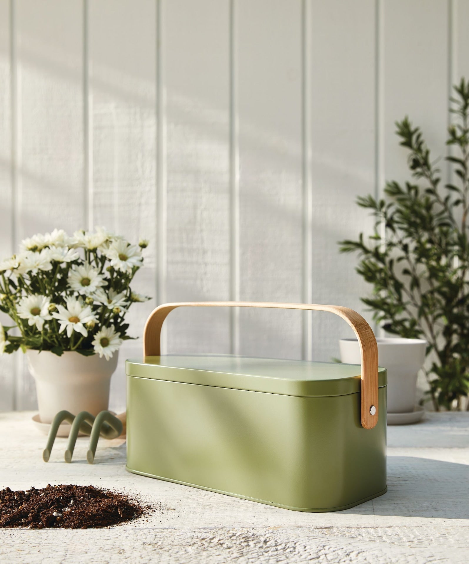 Metal Gardening Storage Container, Iron, Green I9R2 - product image 4