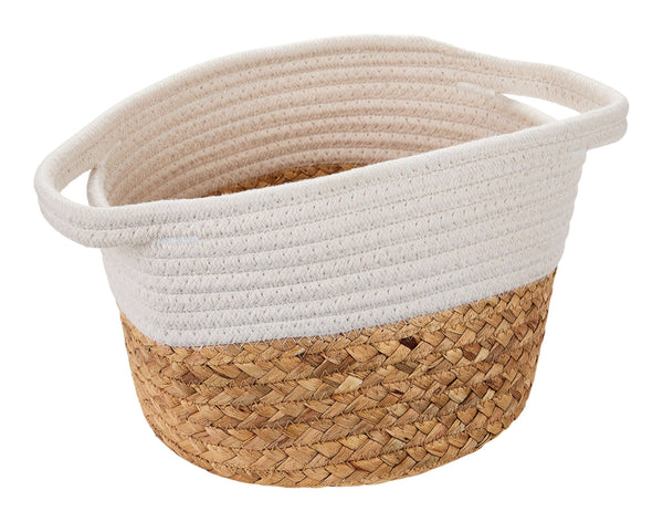 Molly Woven Cotton Rope Two-Toned Storage Basket B9E0