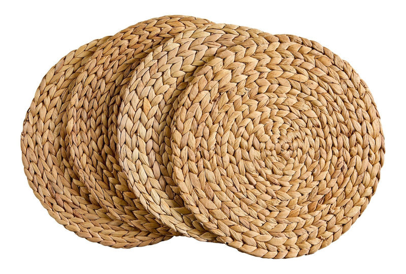 Natural Round Paper Placemat/Charger, Beige, 4-pk C4C9