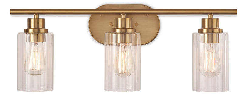 Rosstown 3-Light Vanity Light Fixture with Glass Shades, Brushed Gold A7G6
