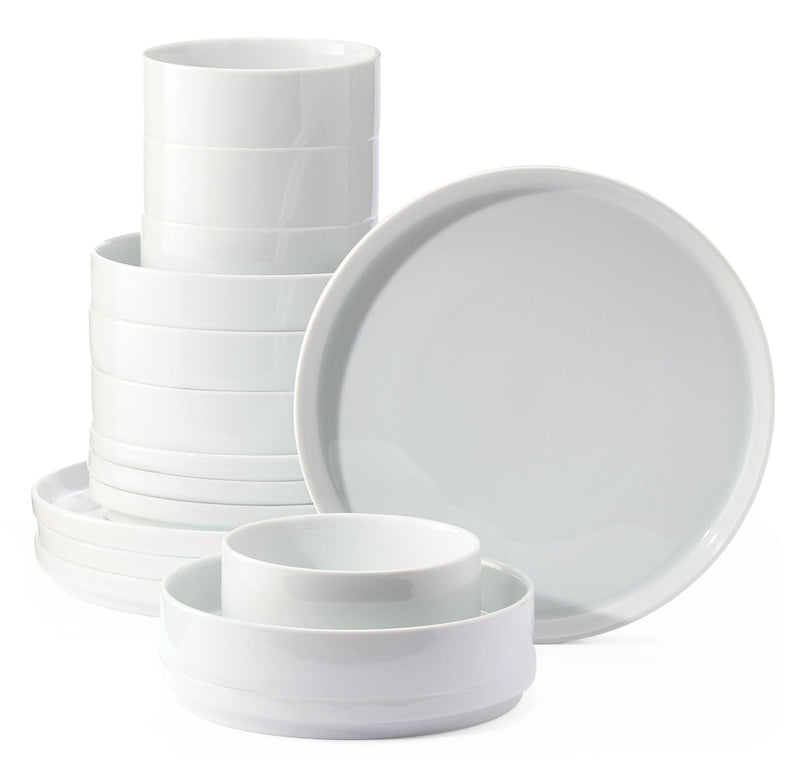 Tate Modern Edge Porcelain Dinnerware Set, Serves 4, 16-pc, White V1G6