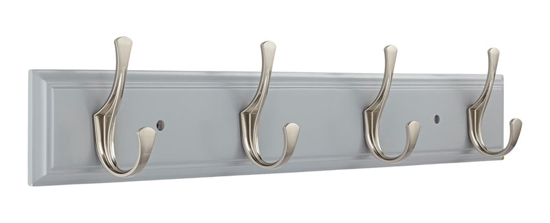 Voisin Stainless Steel 4-Hook Rail, Flint Grey, 27-in C4G5