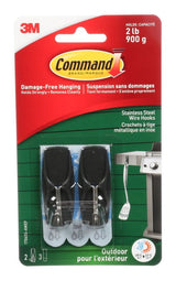 Adhesive Outdoor Wire Hooks with Adhesive Strips, Stainless Steel, 2-lbs, 2 Strips per Pack B0Q3 - product image 1