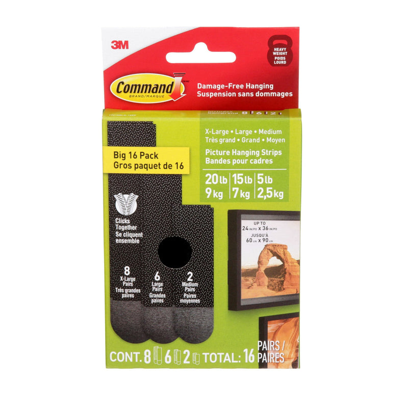 Black Picture Hanging Strip Mixed Pack, 17218BLK-16EF, 16 Pairs F4V7