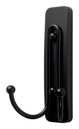 Large Double Hook with Adhesive Strips, Matte Black, 4-lbs, 1 Strip per Pack B9K7 - product image 1