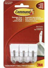 Micro Wire Utensil Hooks with Adhesive Strips, White, 0.5-lbs, 3 Strips Per Pack U4D7 - product image 1