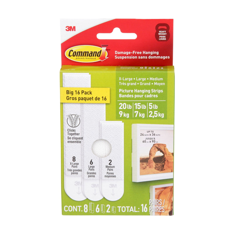 White Picture Hanging Strip Mixed Pack, 17218-16EF | 16 Pairs T5W3
