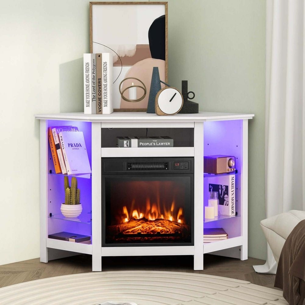Fireplace TV Stand with LED Lights, White J3W3 - product image 2