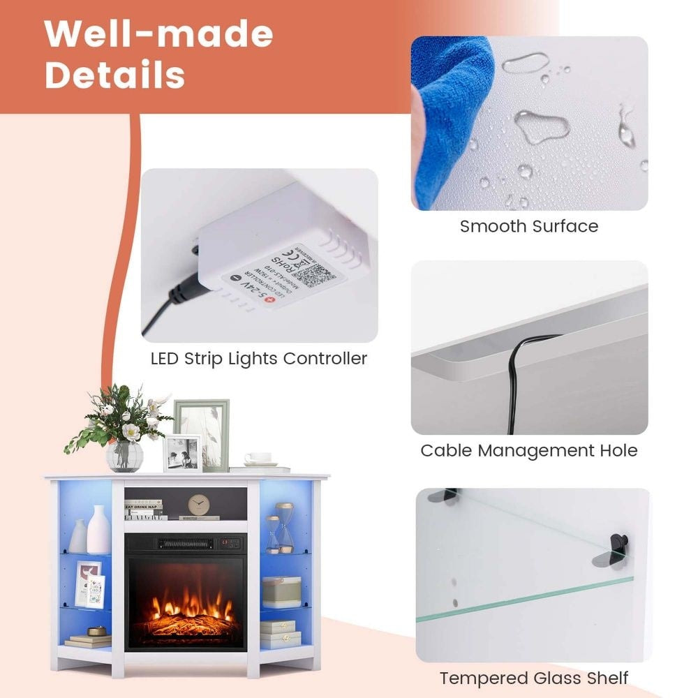 Fireplace TV Stand with LED Lights, White J3W3 - product image 4