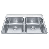 Drop-In Double 4-Hole Stainless Steel Sink, 33x22-in R3N1 - product image 1