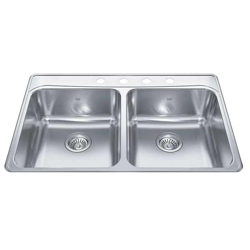 Drop-In Double 4-Hole Stainless Steel Sink, 33x22-in Y3J8