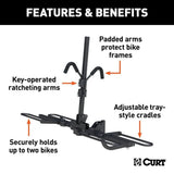 18085 2-Bike Tray-Style Hitch Mount Bike Rack, Fits 1-1/4, 2-in Receiver, Black O8N4 - product image 5