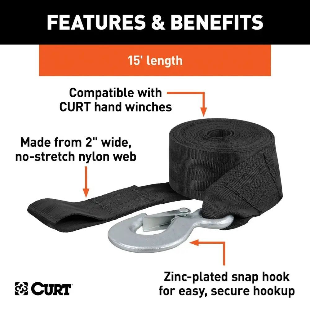 29450 15-ft Winch Strap with Snap Hook (1,100-lb) Z2K4 - product image 4