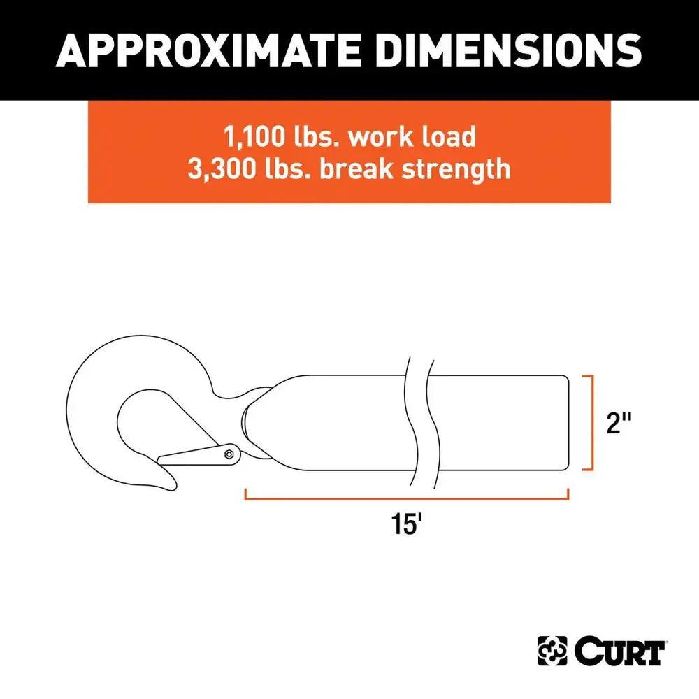 29450 15-ft Winch Strap with Snap Hook (1,100-lb) Z2K4 - product image 5