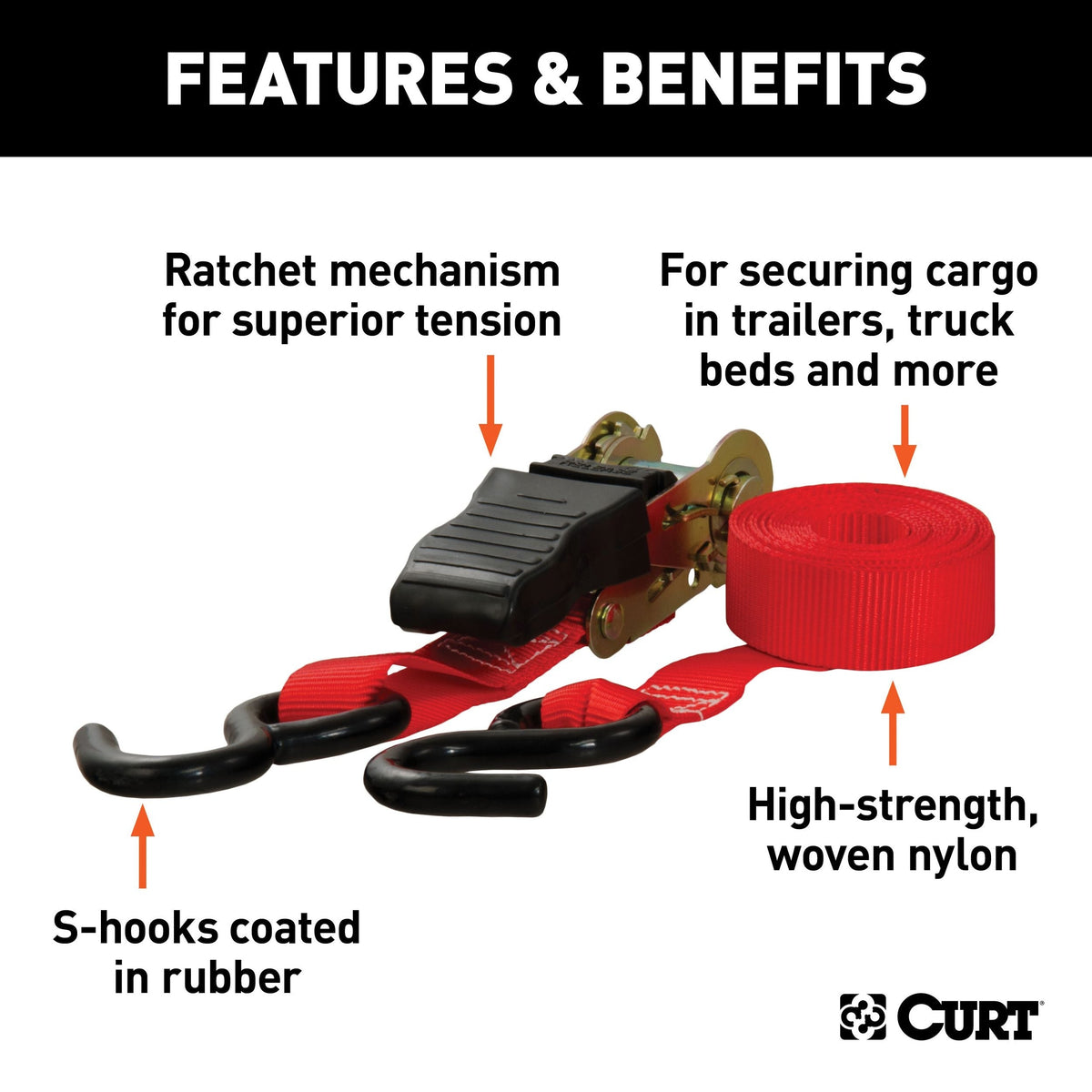 83002 16-ft Red Cargo Straps with S-Hooks (500-lb, 4-pk) Z2R8 - product image 5