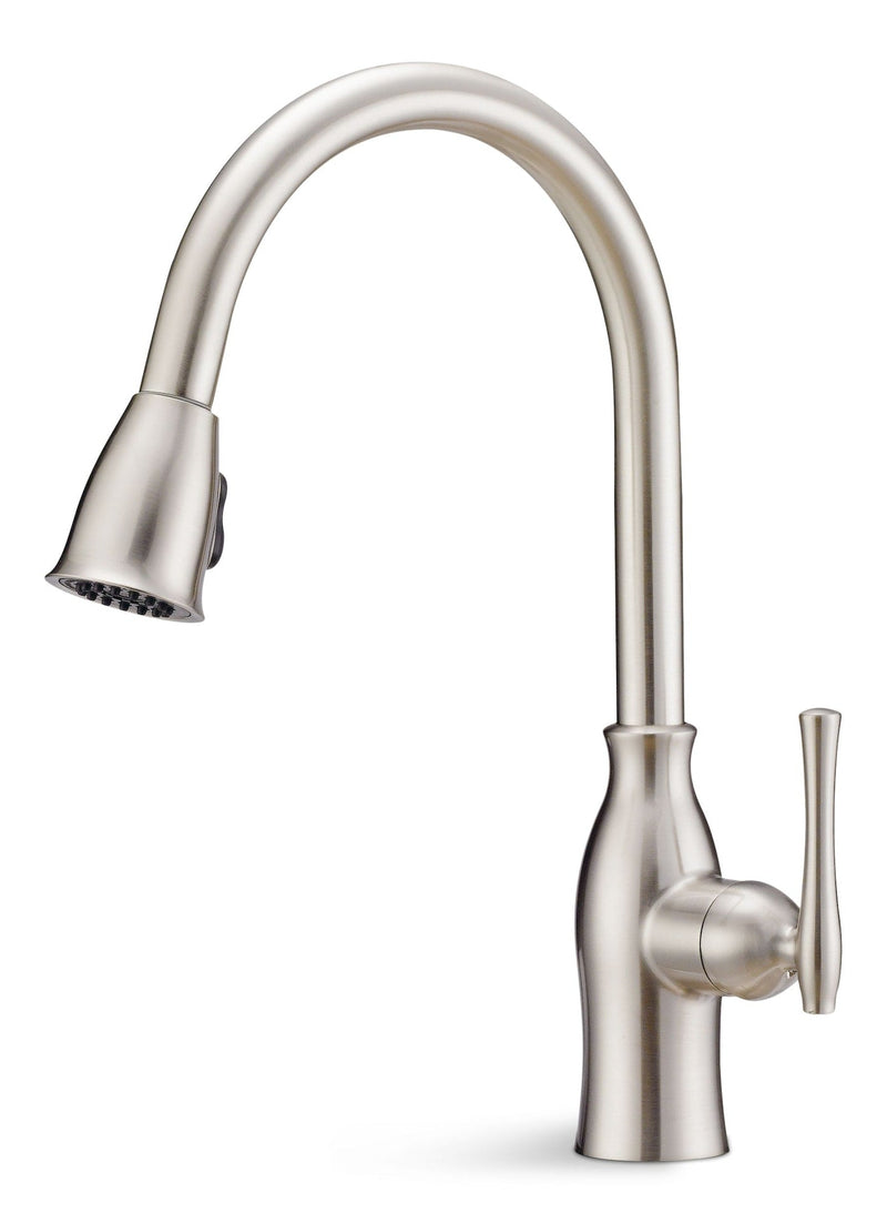 Lisa Single-Handle High Arc Pull-Down Kitchen Faucet, Brushed Nickel G9R9