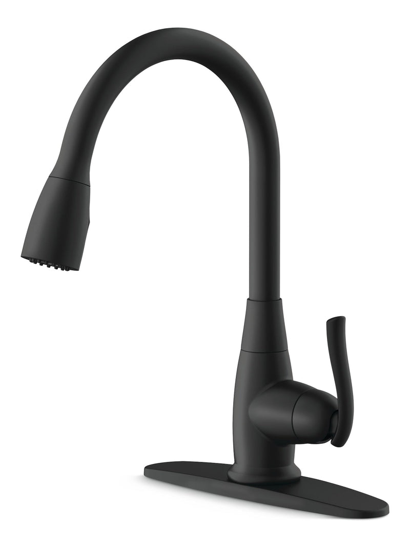 Terrazo 1-Handle Pull Down Kitchen Faucet, Matte Black E7D3