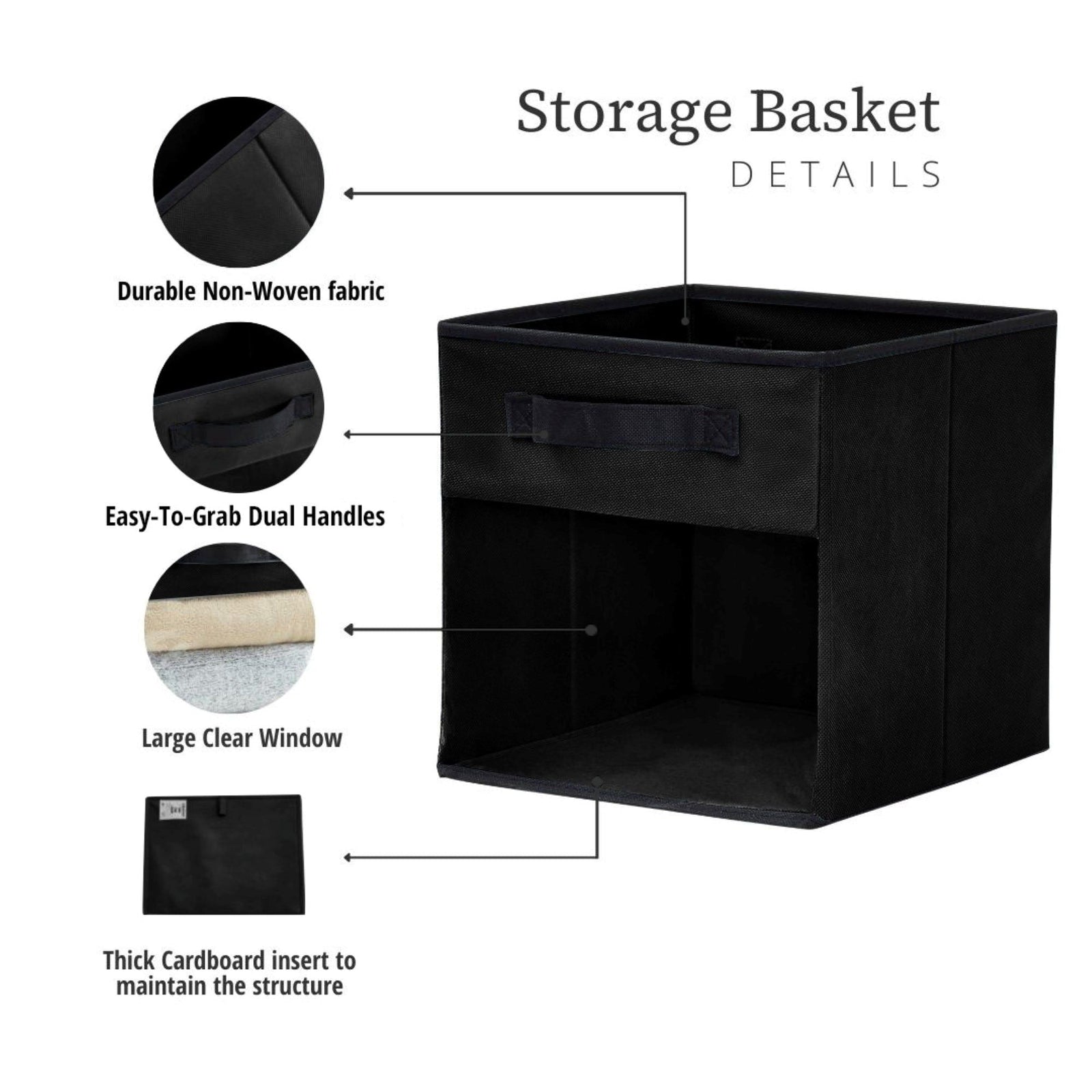 Collapsible Transparent Front Cube, 11-in, 6-pk, Black K9V7 - product image 3