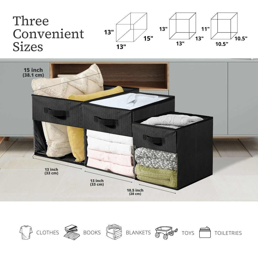 Collapsible Transparent Front Cube, 11-in, 6-pk, Black A3E7 - product image 4