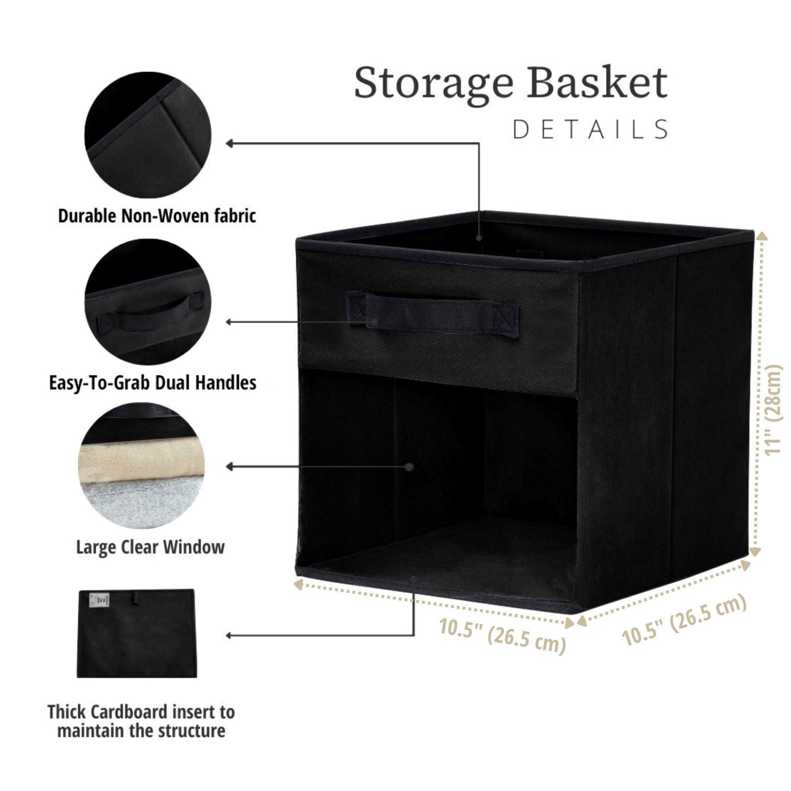 Collapsible Transparent Front Cube, 11-in, 6-pk, Black A3E7 - product image 6