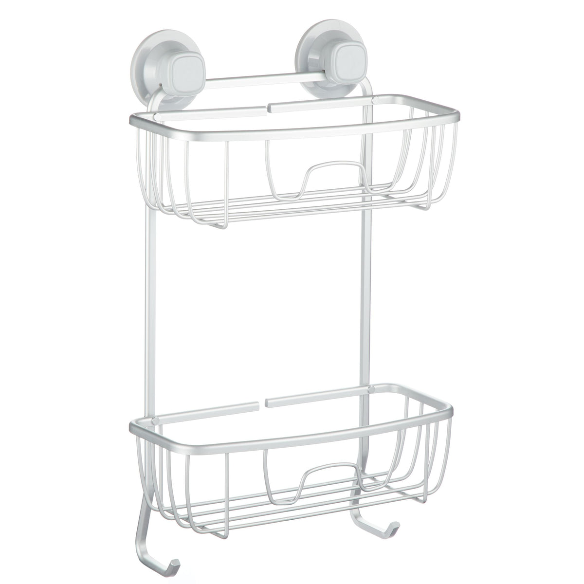 Aluminum Rust-Resistant Suction 2-Shelf Shower Caddy with Hook, 17.5-in x 10.3-in x 5.4-in I9S2 - product image 1