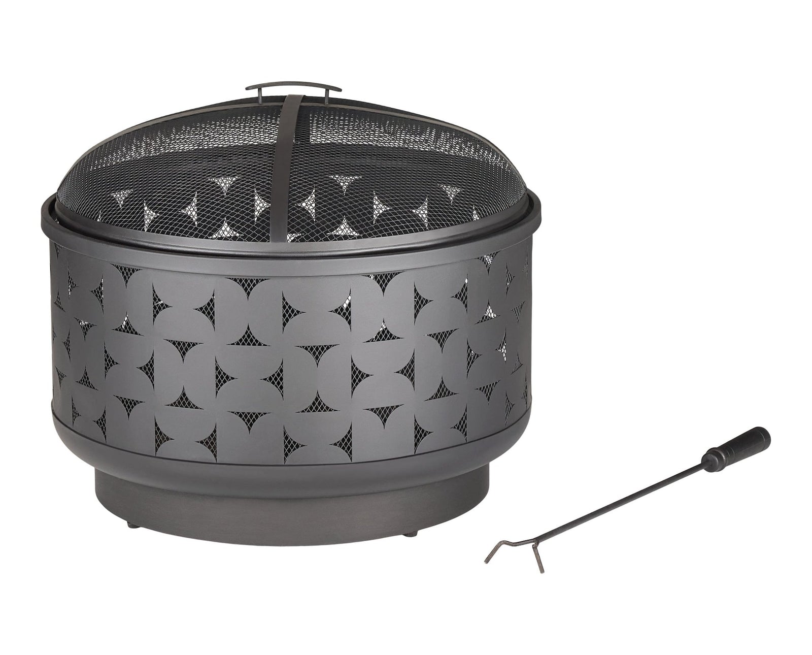 Round Outdoor Wood Burning Fire Pit, Steel, Black, 24-in X1S2 - product image 1