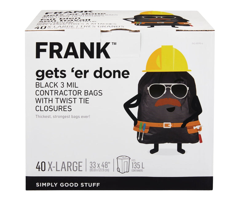 Extra-Large Twist-Tie Contractor Garbage Bags, 40-pk, Black, 135-L D1W1