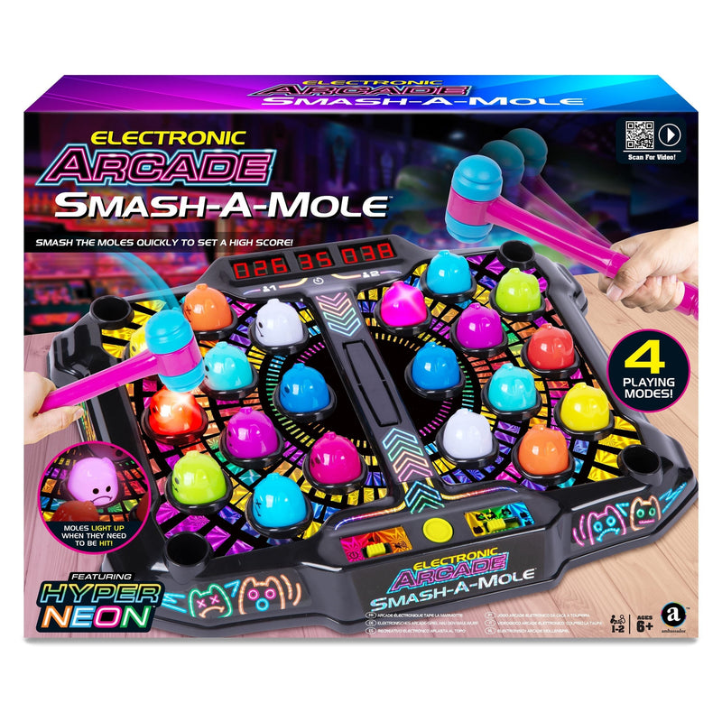 GAME Hyper Neon Series Whack A Mole Electronic Arcade for Ages 6+ N4L9