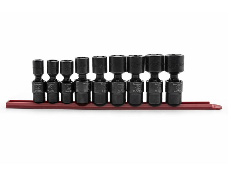 6 Point Standard Drive X-Core Pinless Universal Impact Socket Set, SAE, 1/2-in, 9-pc B7J0