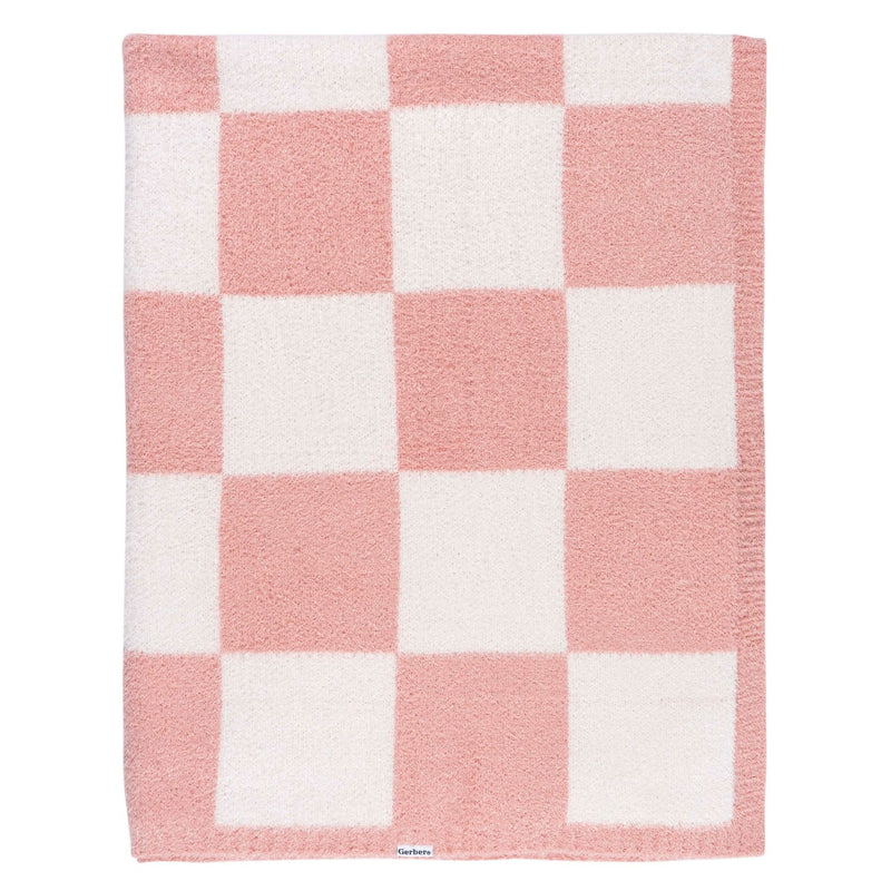 Childrenwear Pink Checkered Silky Mink Baby Blanket K0Z3