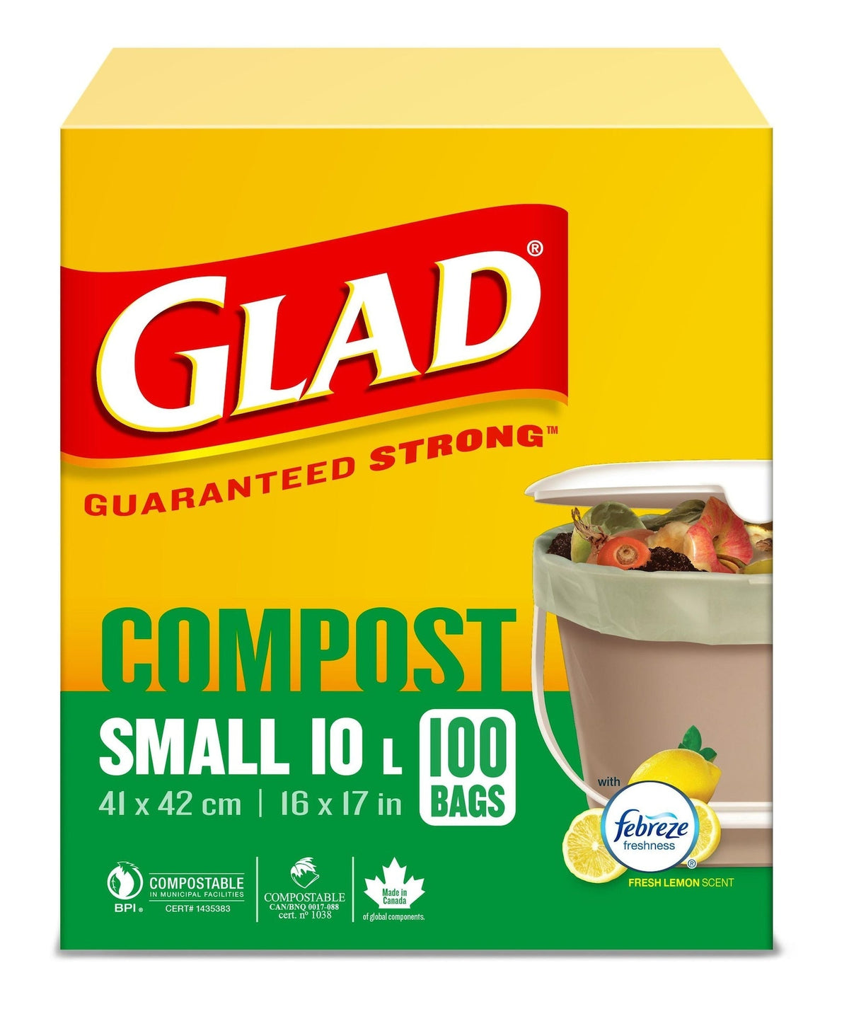 Small 100% Compostable Febreze Lemon Scented Food Waste Bags, 100-pk, 10-L R3D7 - product image 2