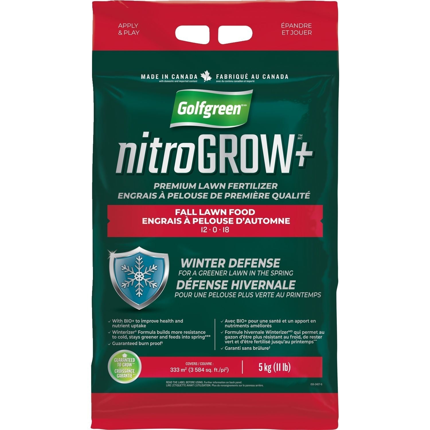 Nitrogrow+ Fall Lawn Food, 12-0-18, 5-kg H8J9 - product image 1