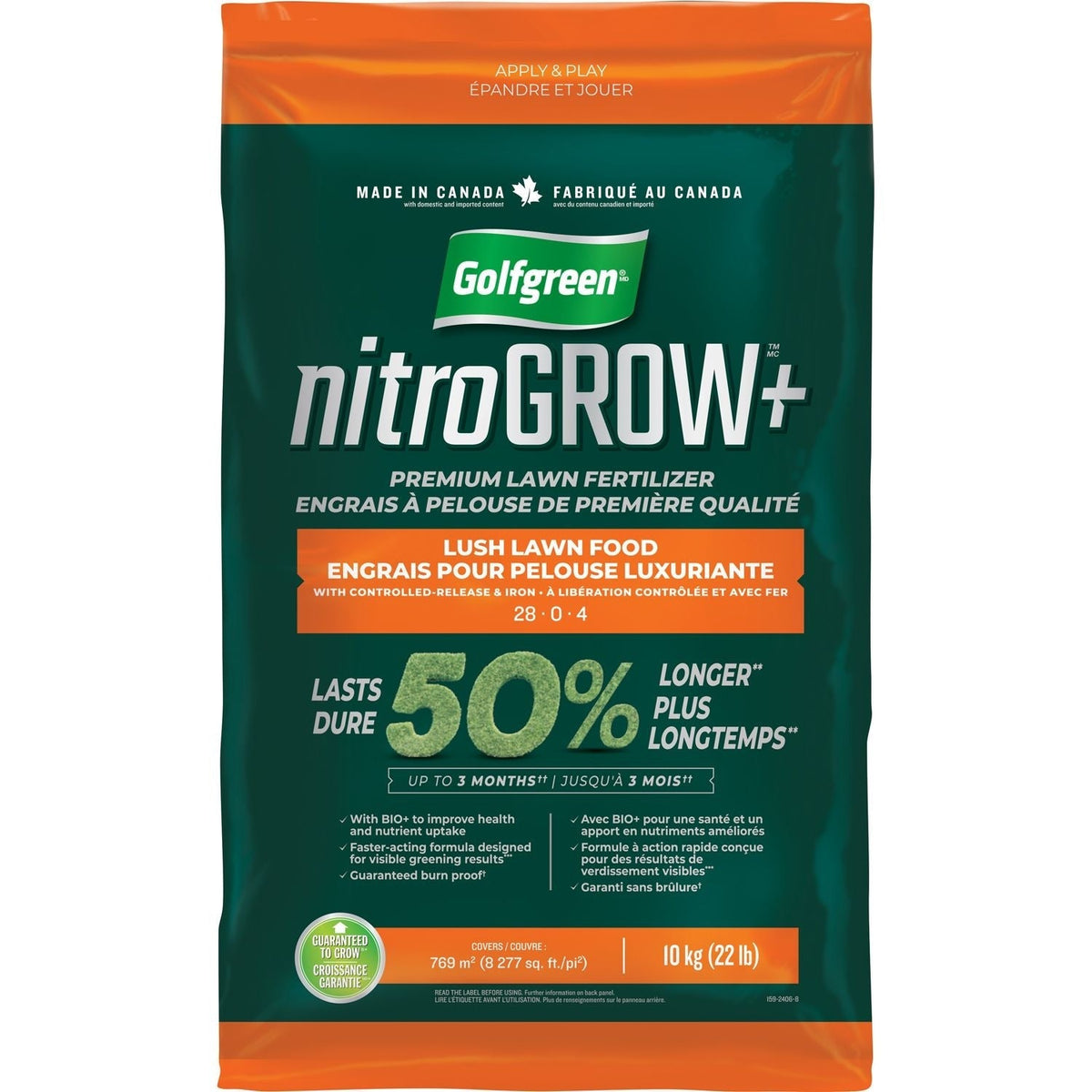Nitrogrow+ Premium Nitrogen Enriched Lush Lawn Fertilizer, 28-0-4, 10kg G1A7 - product image 2