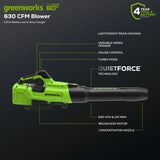 60V 630CFM 170MPH Leaf Blower 2.5Ah Battery 3A Charger V8F7 - product image 5