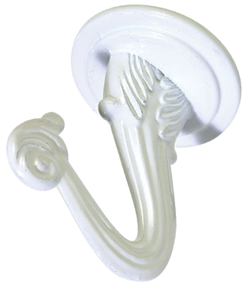 Large Swag Hook, Screw and Anchor Included, Solid Steel, White J6W4