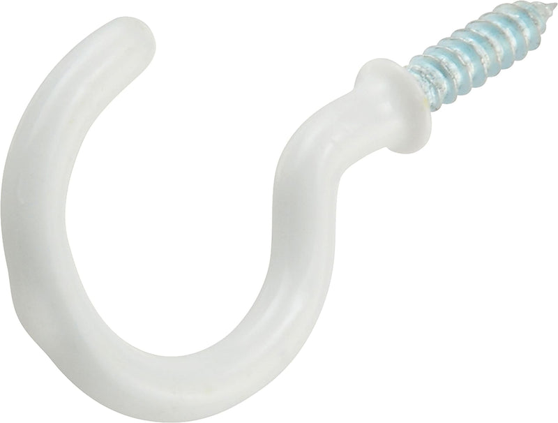 Steel Vinyl Mug Cup Hooks, Screw-In, White, 1-1/4in, 2-pk X5X2