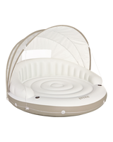 Off White Canopy Inflatable Pool Island Multi Person Float with Detachable Sun Shade G7P6 - product image 1