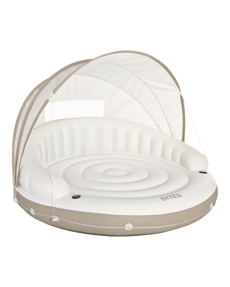 Off White Canopy Inflatable Pool Island Multi Person Float with Detachable Sun Shade F8B3 - product image 1