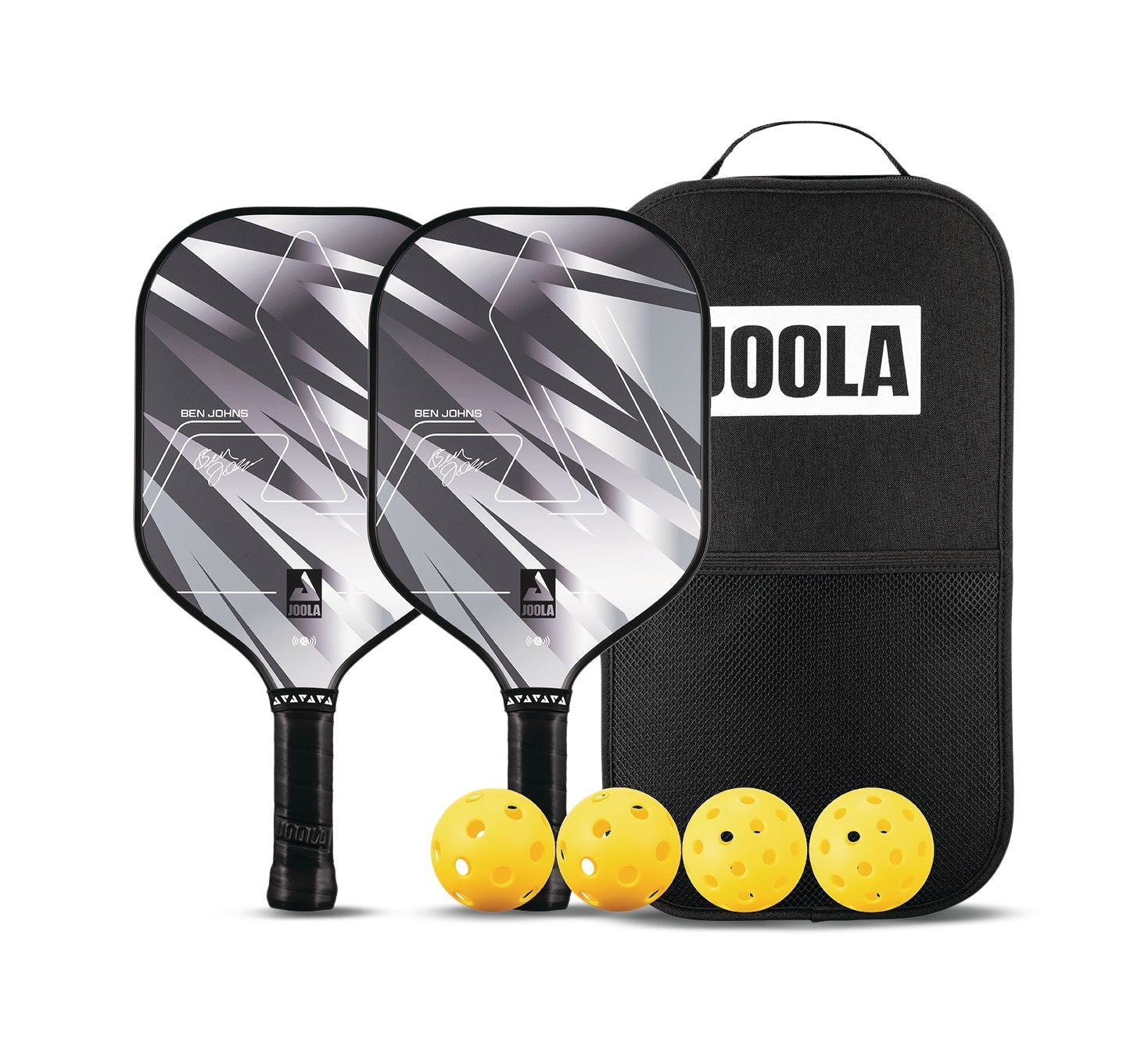 Ben Johns Silver Lightning 10mm Pickleball Paddle & Indoor/Outdoor Ball Set, Black Z6P1 - product image 1