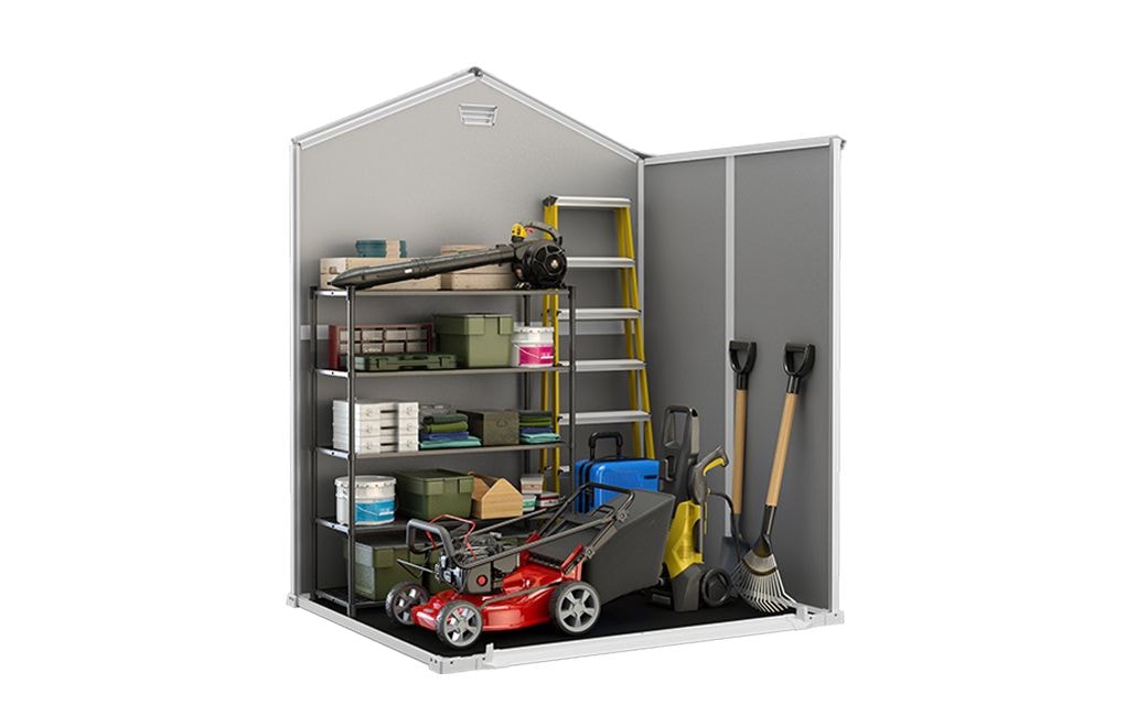 Manor Resin Outdoor Storage Shed with Fixed Window, Grey, 6-ft x 5-ft R3P2 - product image 2