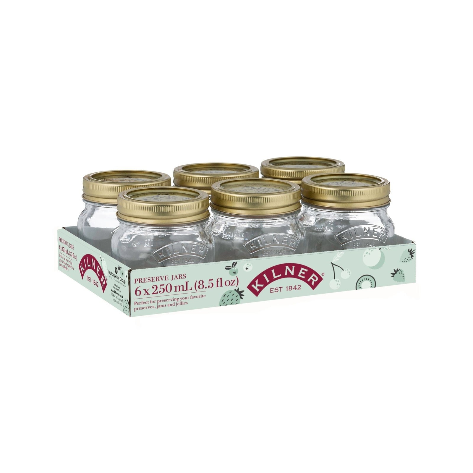 Regular Mouth Glass Mason Jars with Sealing Lids, 250 mL, 6 Count Q1D9 - product image 1