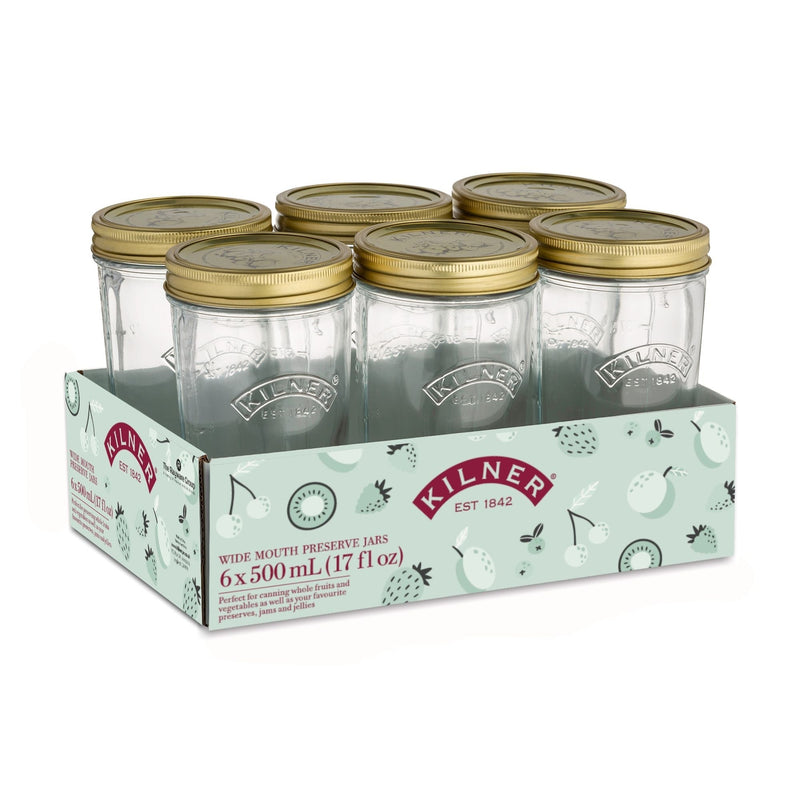 Wide Mouth Glass Mason Jars with Sealing Lids, 500-mL, 6-pk N0T0