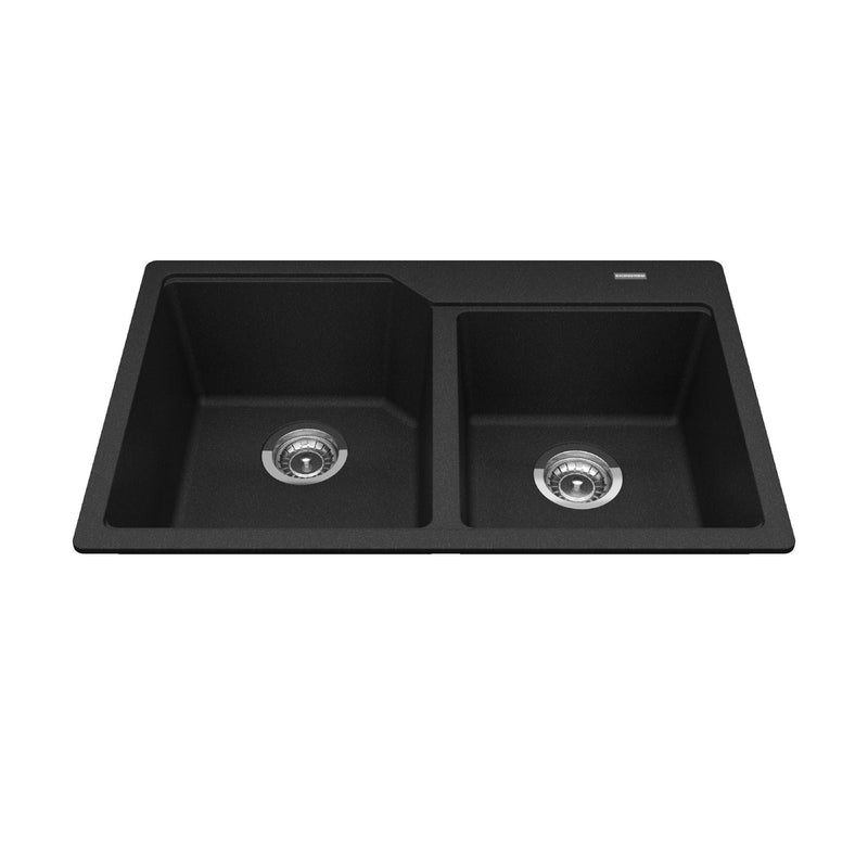 Urban Drop In Granite Double Bowl Kitchen Sink, 30.69-in x 19.69-in x 8.63-in, Onyx O6V1