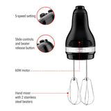 Kitchen Aid Compact 5-Speed Hand Mixer with Stainless Steel Accessories, Black X1J7 - product image 3