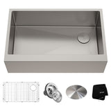 Kore Apron Front Farmhouse Stainless Steel Single Bowl Kitchen Sink with Add-Ons, 33x21x10-in Z7V6 - product image 1