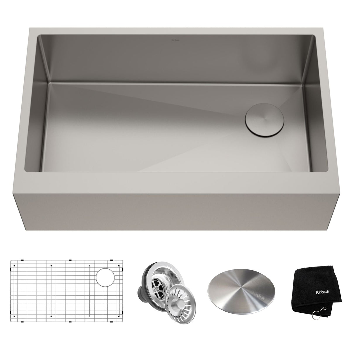 Kore Apron Front Farmhouse Stainless Steel Single Bowl Kitchen Sink with Add-Ons, 33x21x10-in Z7V6 - product image 1